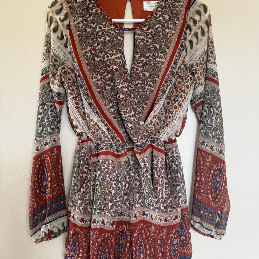 Sienna Sky Multicolor Paisley Long Sleeve Dress